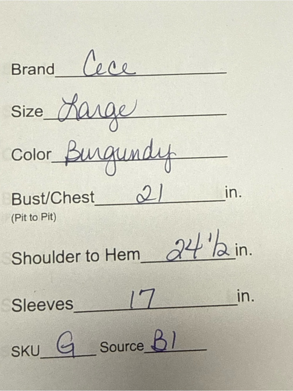 CeCe Burgundy Red Blouse Women’s Large 3/4 Sleeve Draped Neck Career Top - Picture 8 of 8